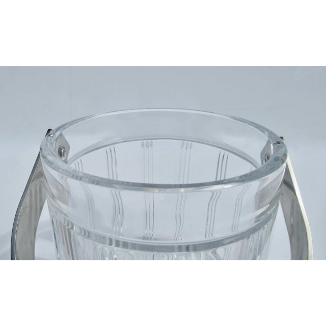 Metal Vintage C.1980's Italian "Ragalia" Leaded Crystal With Polished Nickel Handled Ice Bucket For Sale - Image 7 of 12