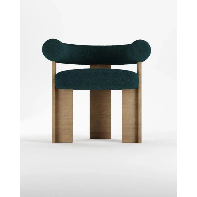 Not Yet Made - Made To Order Modern Cassette Chair in Bouclé Midnight Blue by Alter Ego For Sale - Image 5 of 5