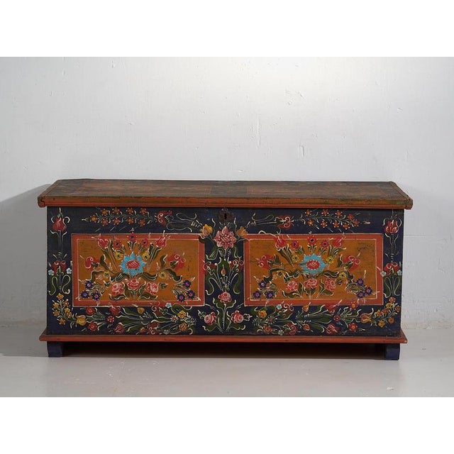 Antique Trunk with Floral Motifs, 1870s For Sale - Image 6 of 11