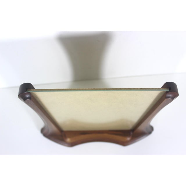 Mid 20th Century Vintage Art Nouveau Style Black Walnut Wood Photo Frame for Table Top No Glare Glass 8”x10” For Sale - Image 5 of 11