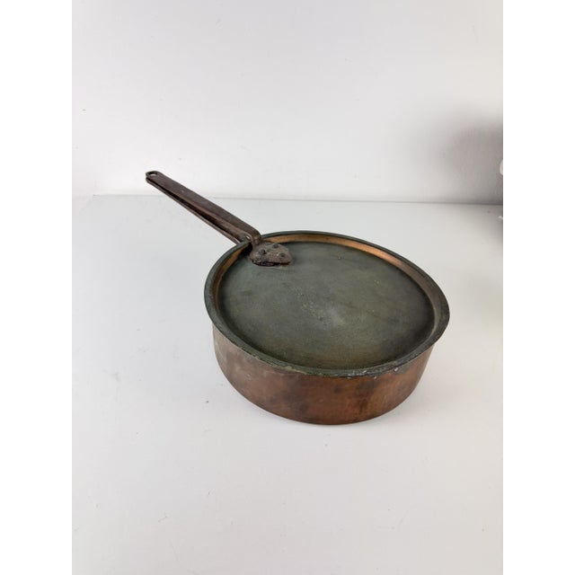 Metal Large Copper Cauldron with Lid, 1930s For Sale - Image 7 of 11