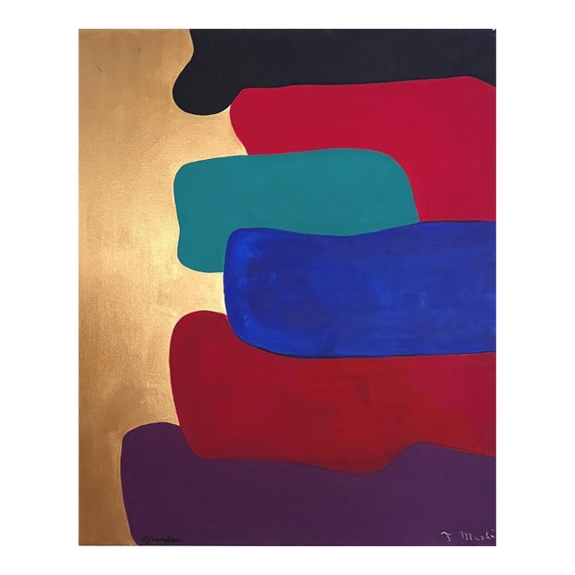 Grace Absi & J Merhi Composition 9 Original Acrylic Painting on Canvas 2019 For Sale