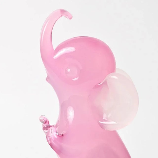 1960s Pink Alabastro Glass Elephant Figurine attributed to Archimede Seguso, 1950s For Sale - Image 5 of 13