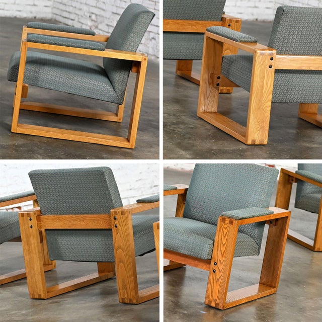 Late 20th Century Modern Open Frame Club Chairs Oak Frames With ...