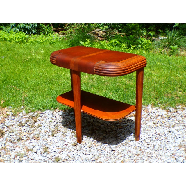 Art Deco Vintage Art Deco Waterfall End Table Demilune Tripod Stand For Sale - Image 3 of 16