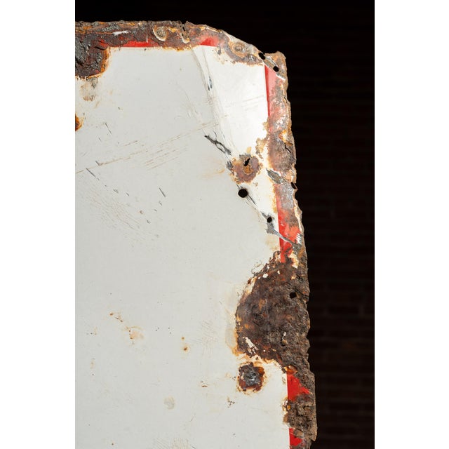 Vintage Texaco Crankcase Service Single-Sided Porcelain Sign on Post For Sale - Image 9 of 9