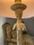 1980s Vintage Table Lamp Gold Tone Traditional Hollywood Regency Decorative Table Lamp Vintage Lighting Floral Motif Damask Shade For Sale - Image 5 of 9
