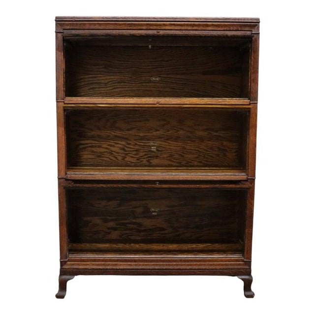 Arts & Crafts Arts & Crafts Macey Oak 3-Stack Barrister Bookcase Signed C1920 For Sale - Image 3 of 13