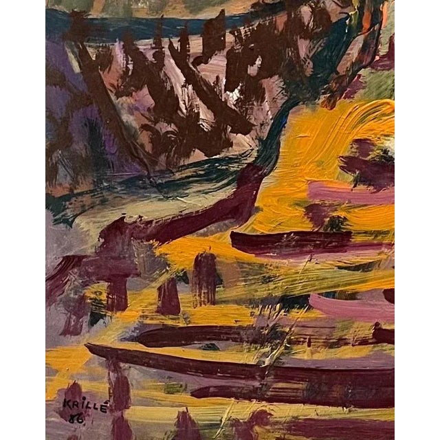 Jean Krille, Landscape 143, Oil on Masonite, 1986 For Sale - Image 9 of 12