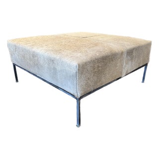 Hide Upholstered Cocktail Ottoman For Sale