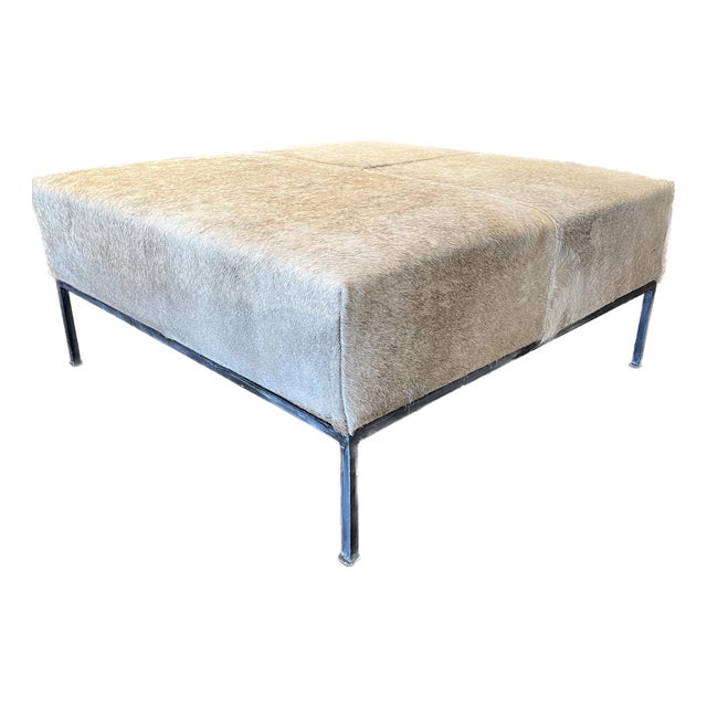 Hide Upholstered Cocktail Ottoman For Sale