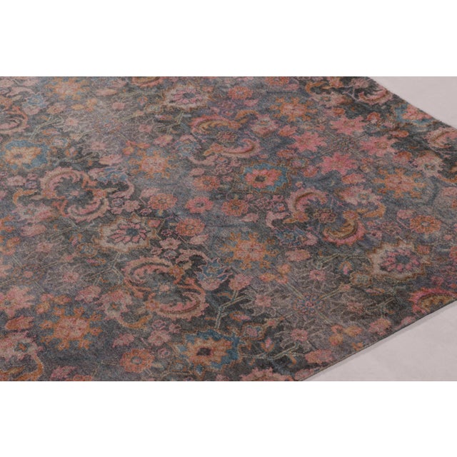 Traditional Rug & Kilim’s Modern Classics Rug in Gray Field and Polychromatic Floral Design For Sale - Image 3 of 8