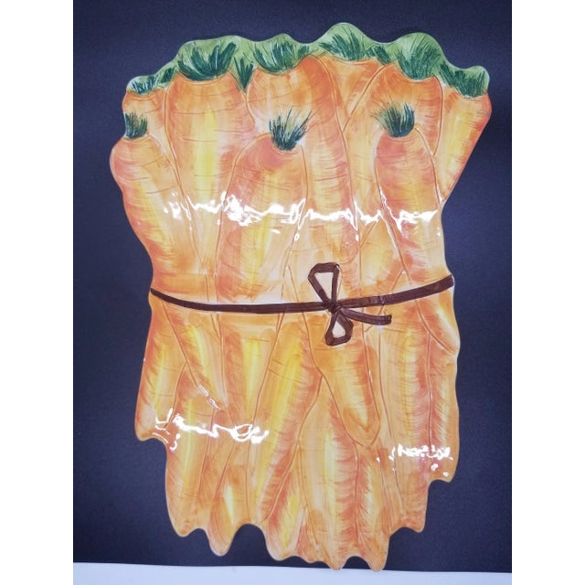 1980s Vintage Italian Ceramic Carrot Plate Trivet For Sale - Image 5 of 5