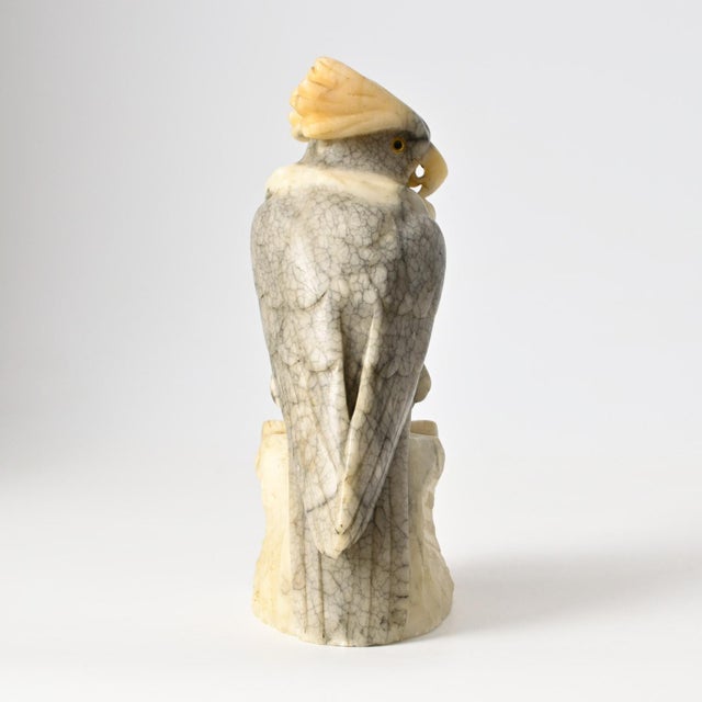 1930s Art Deco Carved Alabaster Sculpture of Cockatoo, 1930s For Sale - Image 5 of 12