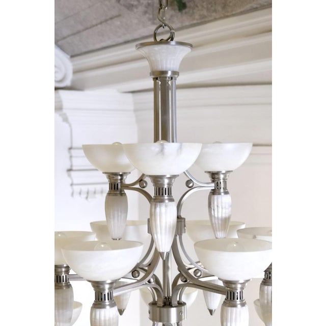 Art Deco Chandelier with Alabaster Bowls and Illuminated Cones, 1990s For Sale - Image 15 of 18