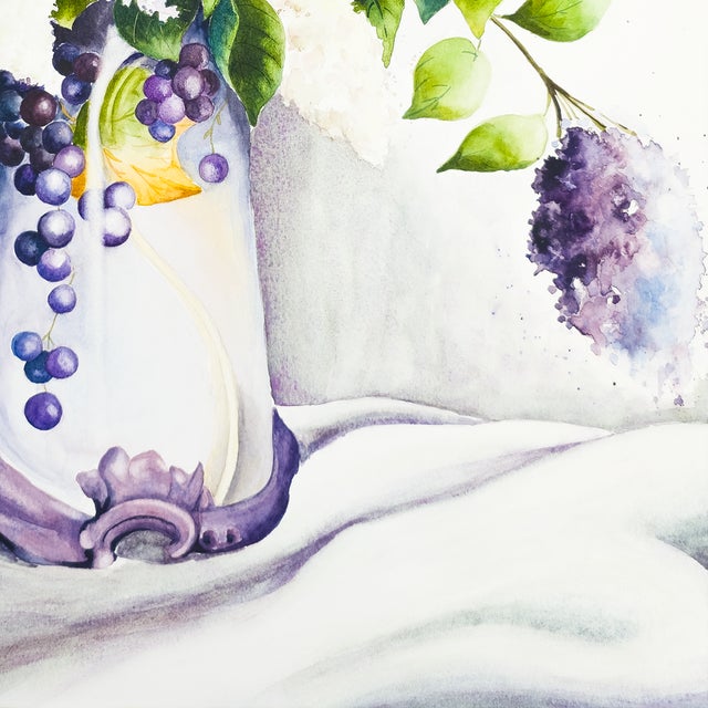 Lilacs in Vase - Tomoko Parry, C. 1990s For Sale In San Diego - Image 6 of 10