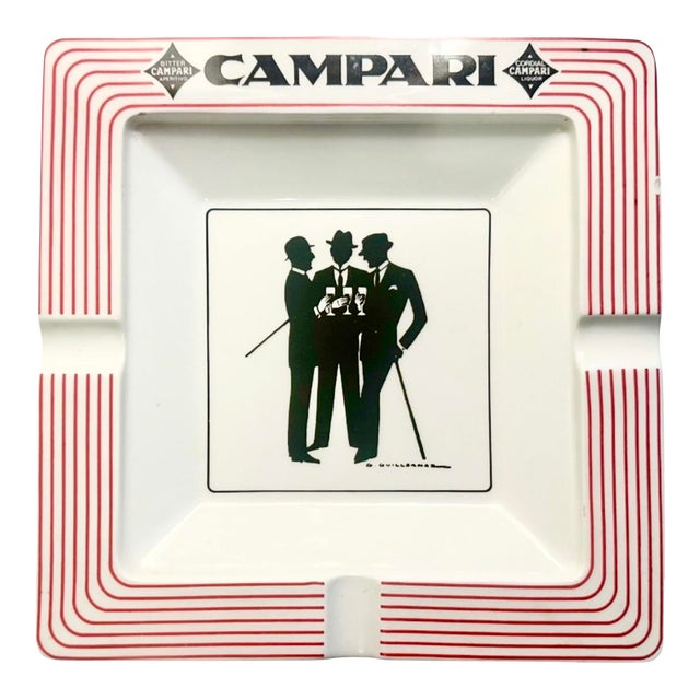Vintage Campari Italy Gentleman Ceramic Ashtray For Sale