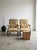 The image shows an antique open armchair that resembles a George II or George III period Gainsborough or library armchair...