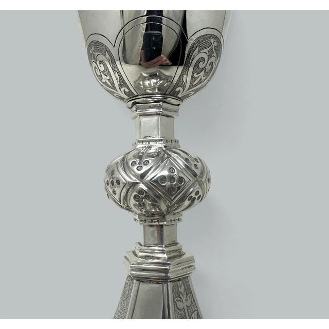 Art Nouveau Antique Vintage Sterling Silver Wine Religious Goblet Chalice Irish 1912. 12ozs For Sale - Image 3 of 11