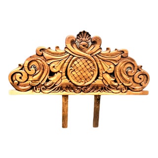 Heavily Carved Mexican Hacienda Style Headboard - Vintage Mid 20th Century For Sale