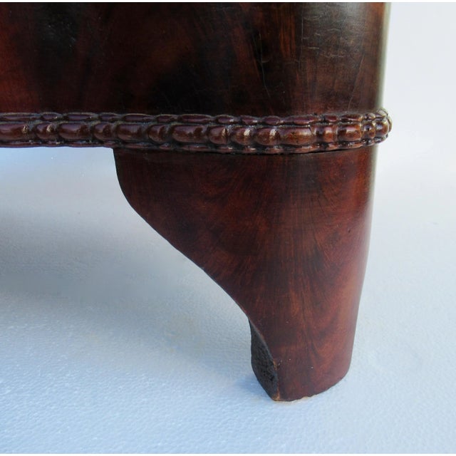 Chestnut Late C.1870's-C.1910's Victorian "A. P. Stevens," Custom Burl Wood Ottoman With Chenille Textile For Sale - Image 8 of 13