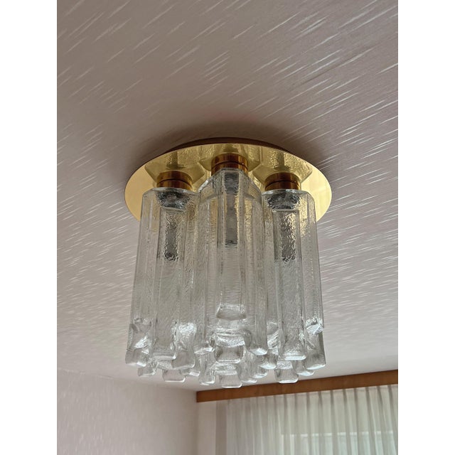 Vintage Ceiling Light in Glass and Gilt Metal from Leclaire & Schäfer, 1970s For Sale - Image 4 of 5