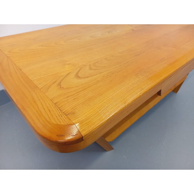 Vintage Brutalist Rectangular Coffee Table in Elm with Drawer, 1970s For Sale - Image 18 of 18
