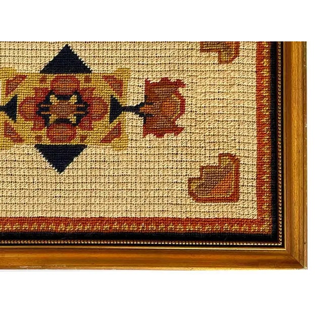 Mid Century Needlepoint in Gold Frame For Sale In Providence - Image 6 of 7