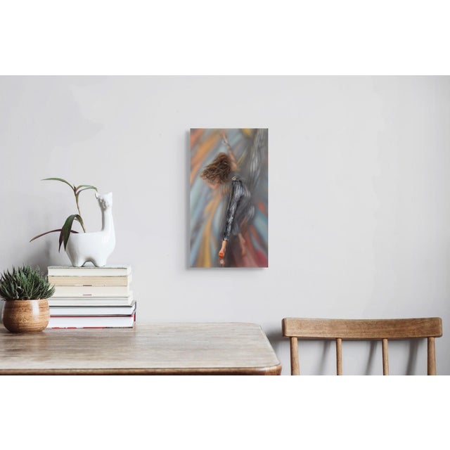 Embracing Turbulence by Michelle Jader | Oil On 3 Acrylic Panels Abstract figure in motion with flowing colors. For Sale - Image 4 of 5
