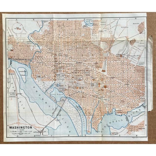 Traditional 1909 Washington DC Antique Map For Sale - Image 3 of 3