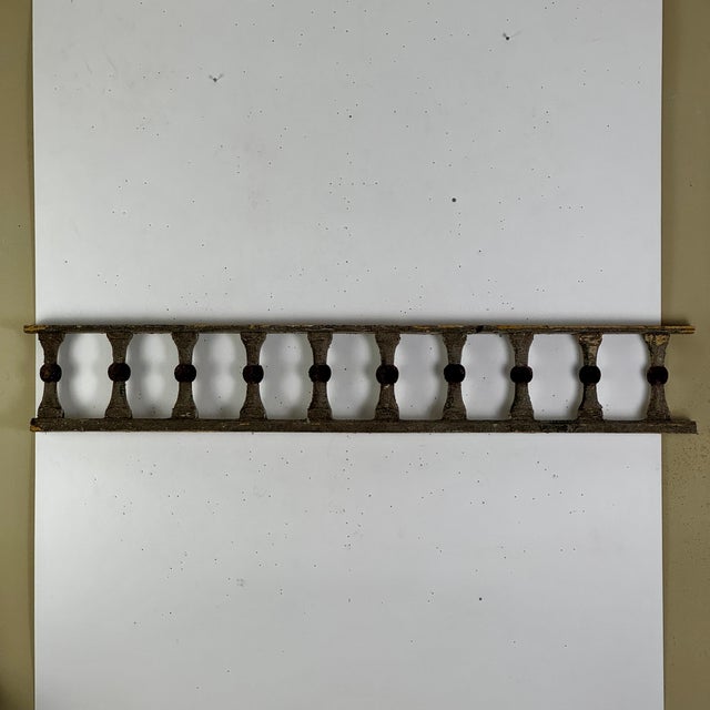 Architectural Salvaged Wooden Balustrade Railing With Original White & Red Knots Paint For Sale - Image 4 of 11