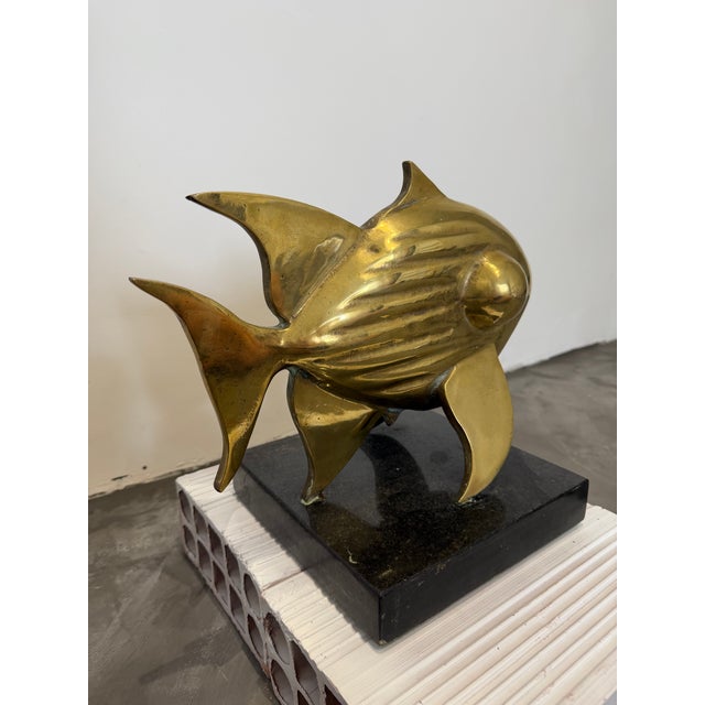 E Ferreira Netto Polished Bronze Fish Sculpture on Black Granite Base, 1985 For Sale - Image 9 of 17