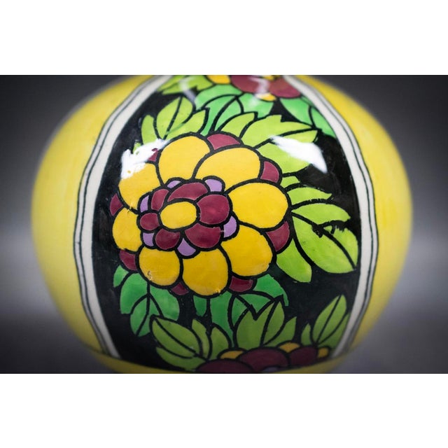 Black Art Deco Spinning-Top Vase in Polychrome Glazed Earthenware by Charles Catteau for Boch Frères Kéramis, 1921 For Sale - Image 8 of 11