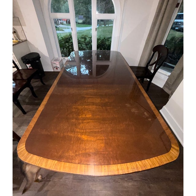 Chippendale 1980s Ethan Allen Banded Mahogany Clawfoot Dining Table + 4 Chairs For Sale - Image 3 of 17