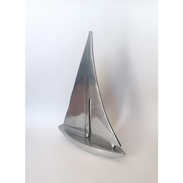 Vintage French Aluminium Sailboat Figurine, 1970s, in Very Good conditions. Designed 1970 to 1979