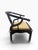 1980s Vintage Spanish Chinoiserie Black Lacquer & Brass Horseshoe Chair, James Mont Style For Sale - Image 5 of 13