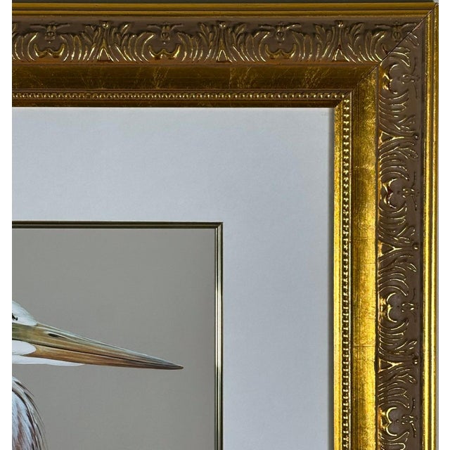Late 20th Century Art LaMay Signed Limited Edition Bay Blue Heron Gold Gilt Framed Giclee For Sale - Image 11 of 14