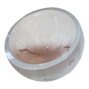 Vintage Frosted Modern Robert McCandless Etched Art Glass Bowl