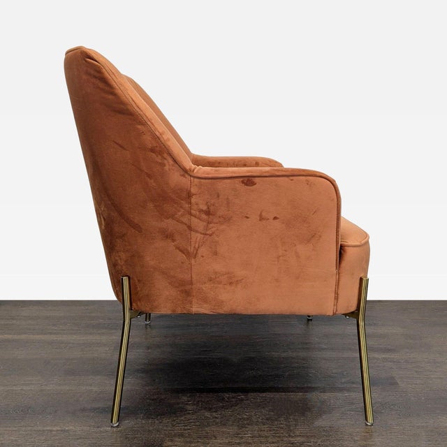 Modern New Pacific Direct Modern Lounge Chair With Brass Legs, Rust Velvet For Sale - Image 3 of 9