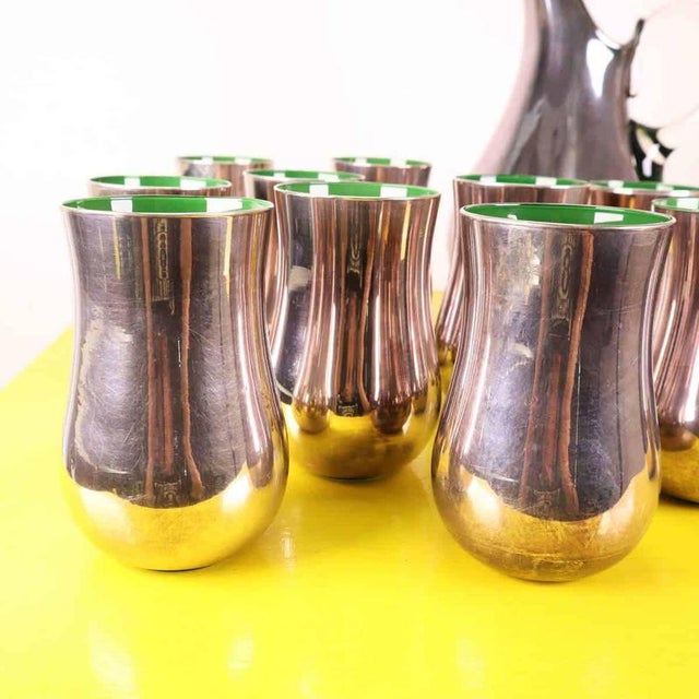 – glass measurements: height 12 cm. diameter 7.5 cm. Height: 33.5 Width: 17.5 Diameter: 14 This piece is attributed to the...