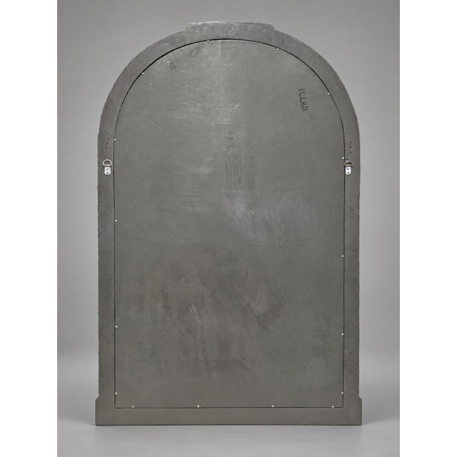 Karl Springer Style Arched Tessellated Stone & Rattan Mirror, American, 1980s For Sale - Image 9 of 9