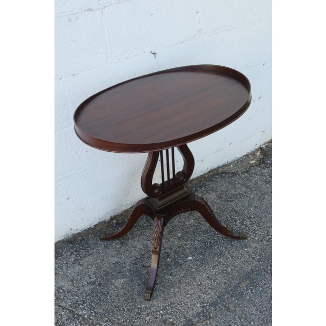 Wood Mahogany Harp Claw Feet Side End Tables a Pair For Sale - Image 7 of 12