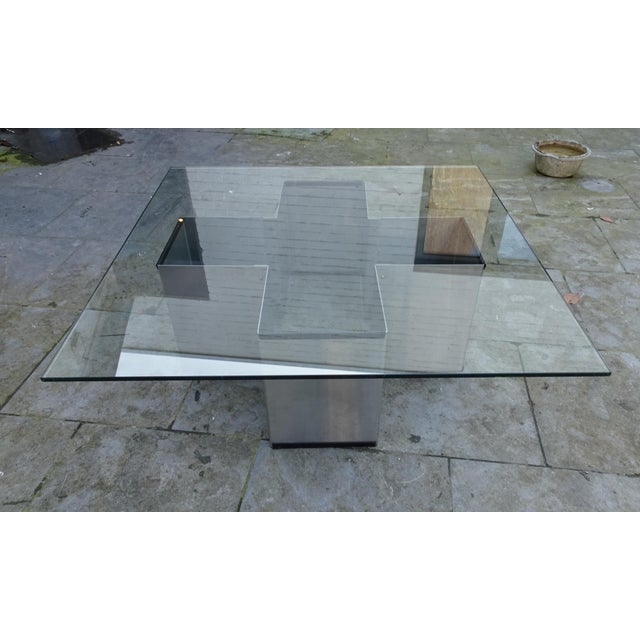 Mid-Century Modern Metal and Glass Coffee Table in the style of Francois Monnet for Kappa, 1970s For Sale - Image 3 of 18