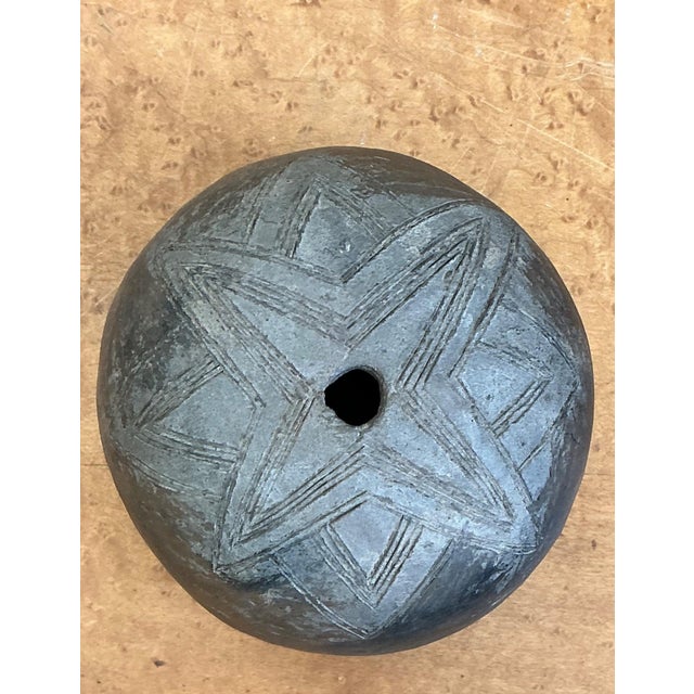 Traditional Vintage Geometric Patterned Ceramic Pot For Sale - Image 3 of 12
