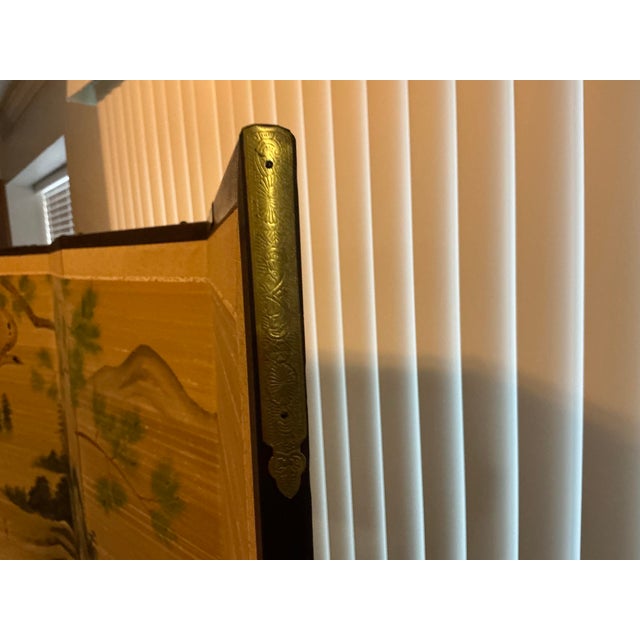 Mid 20th Century Vintage Japanese Hand‑Painted Landscape Byōbu Screen, Signed For Sale - Image 5 of 12