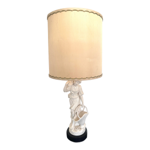 Vintage Leonard R Foss Victorian Ceramic Lady Figure Table Lamp