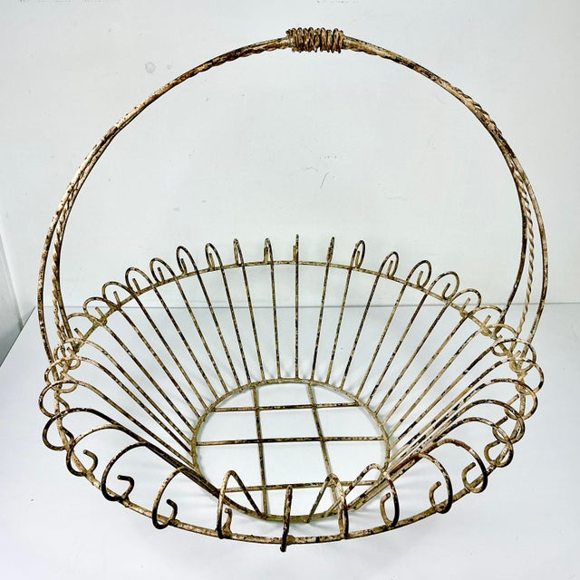 1950s 1950s Vintage French Art Nouveau Boho Chic Large Jardiniere Basket Planter. For Sale - Image 5 of 14