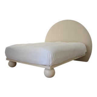 Custom Upholstered California King Ball Foot Bedframe For Sale
