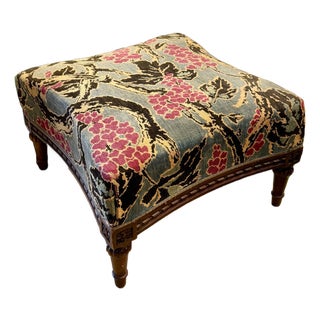 French 19th C Louis XVI Tapestry Footstool or Ottoman For Sale