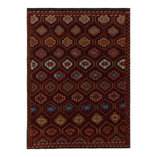 Vintage Cecim Tribal Kilim Rug in Red, Multicolor Geometric Pattern For Sale